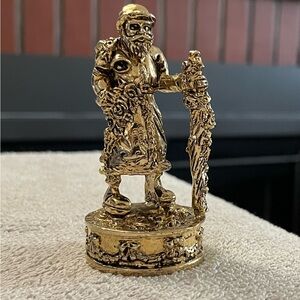 Santa Saint‎ Nicholas Gold tone Vintage Holiday Figurine Enesco